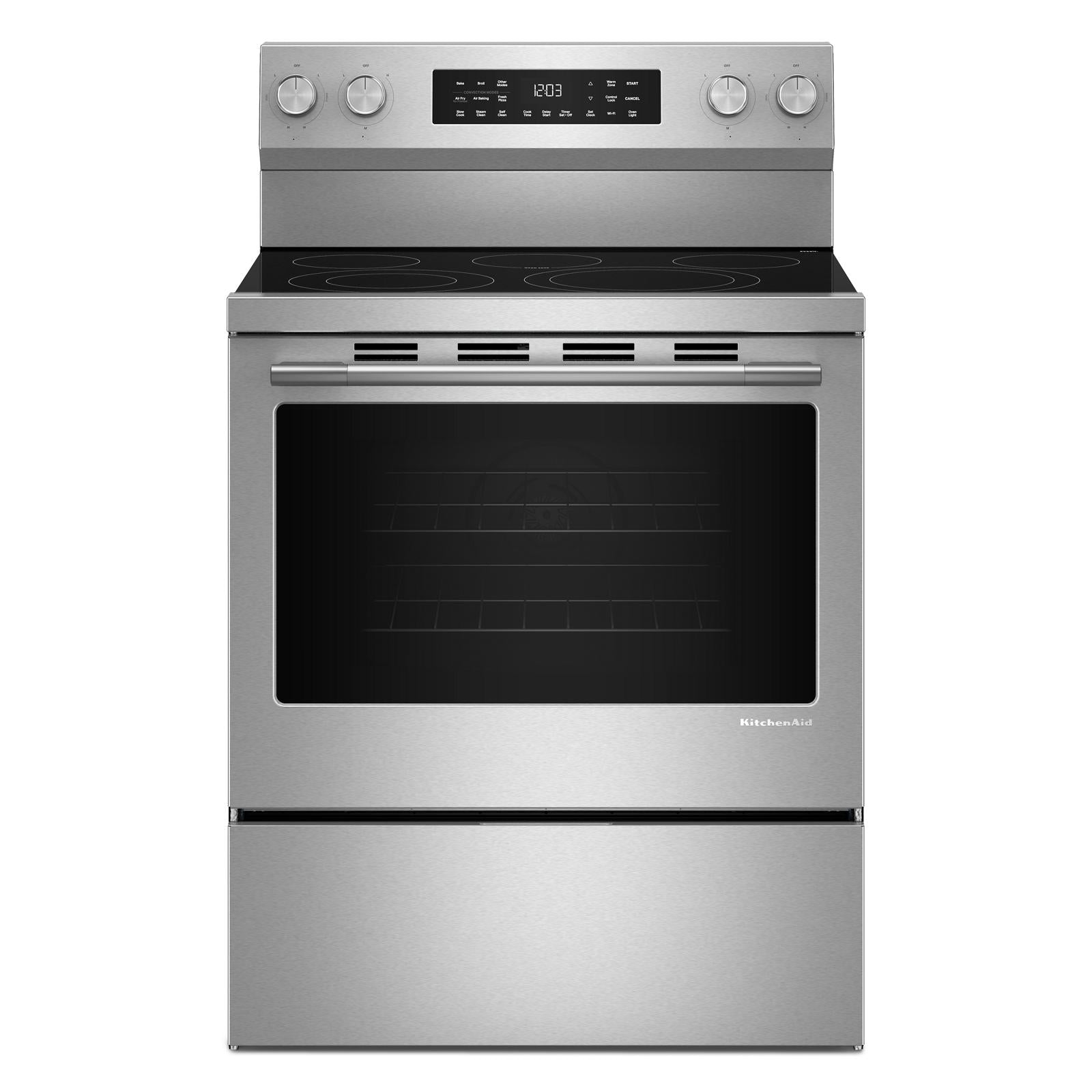 KitchenAid PrintShield™ Stainless Finish Freestanding Smart Electric Convection Range (5.3 Cu. Ft.) - YKFES330TPS
