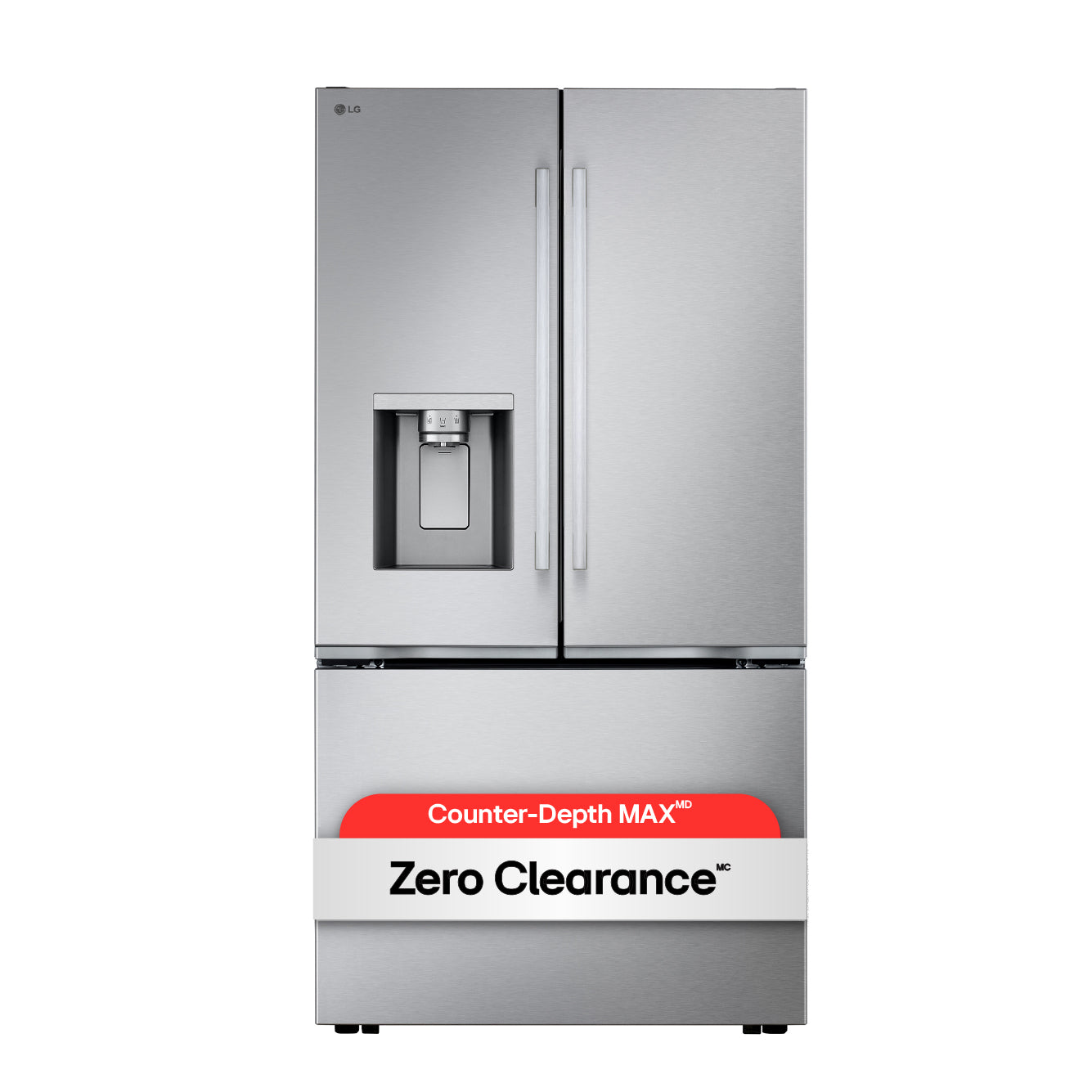 LG Réfrigérateur 25,1 pi³ de 36po avec porte à 2 battants profondeur de comptoir MAX avec distributeur interne d’eau et machine à glaçons acier inoxydable résistant aux taches – LF25BZH42S--