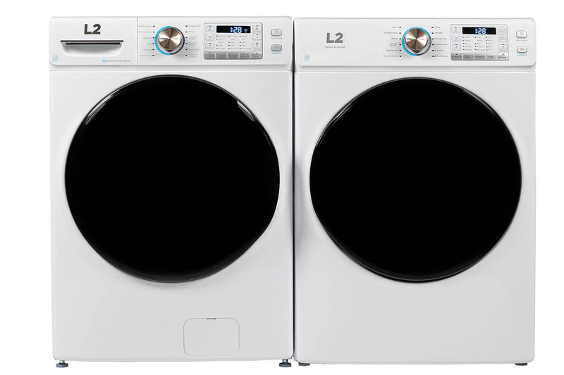 L2 White Front Load Washer with French Display (5.2 Cu. Ft) & White