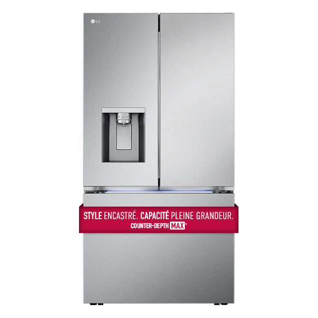 LG 35.75" 26 Cu. Ft. Stainless Steel Smart Counter-Depth MAX™ French Door Refrigerator with Four Types of Ice - LRYXC2606S