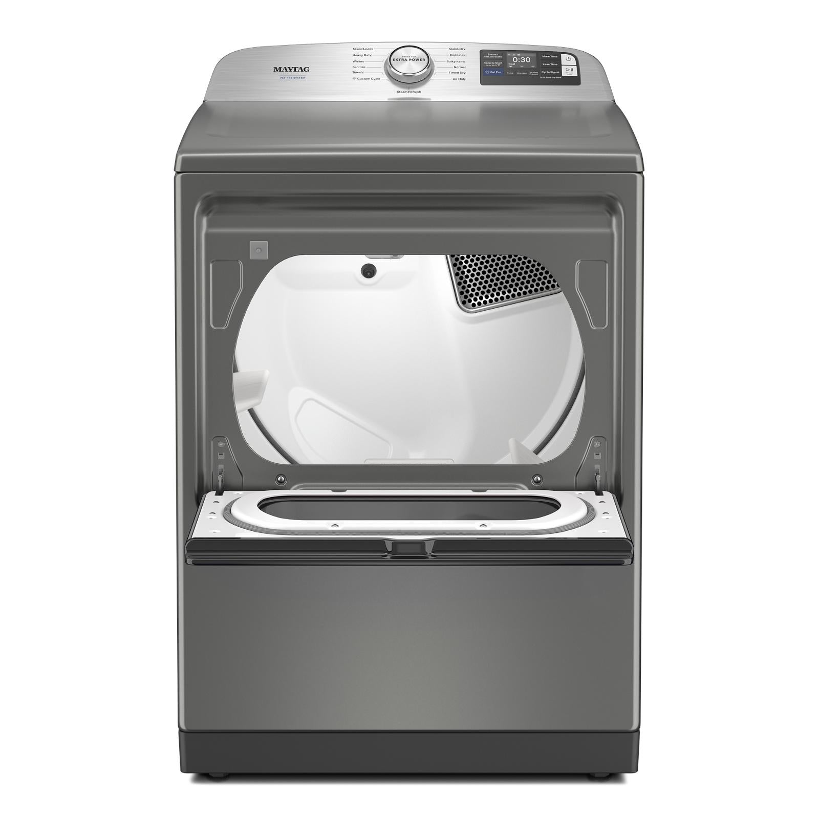 Maytag Radiant Silver Smart Steam Electric Dryer ( 7.4 Cu. Ft.) with Pet Pro System - YMED7205RR