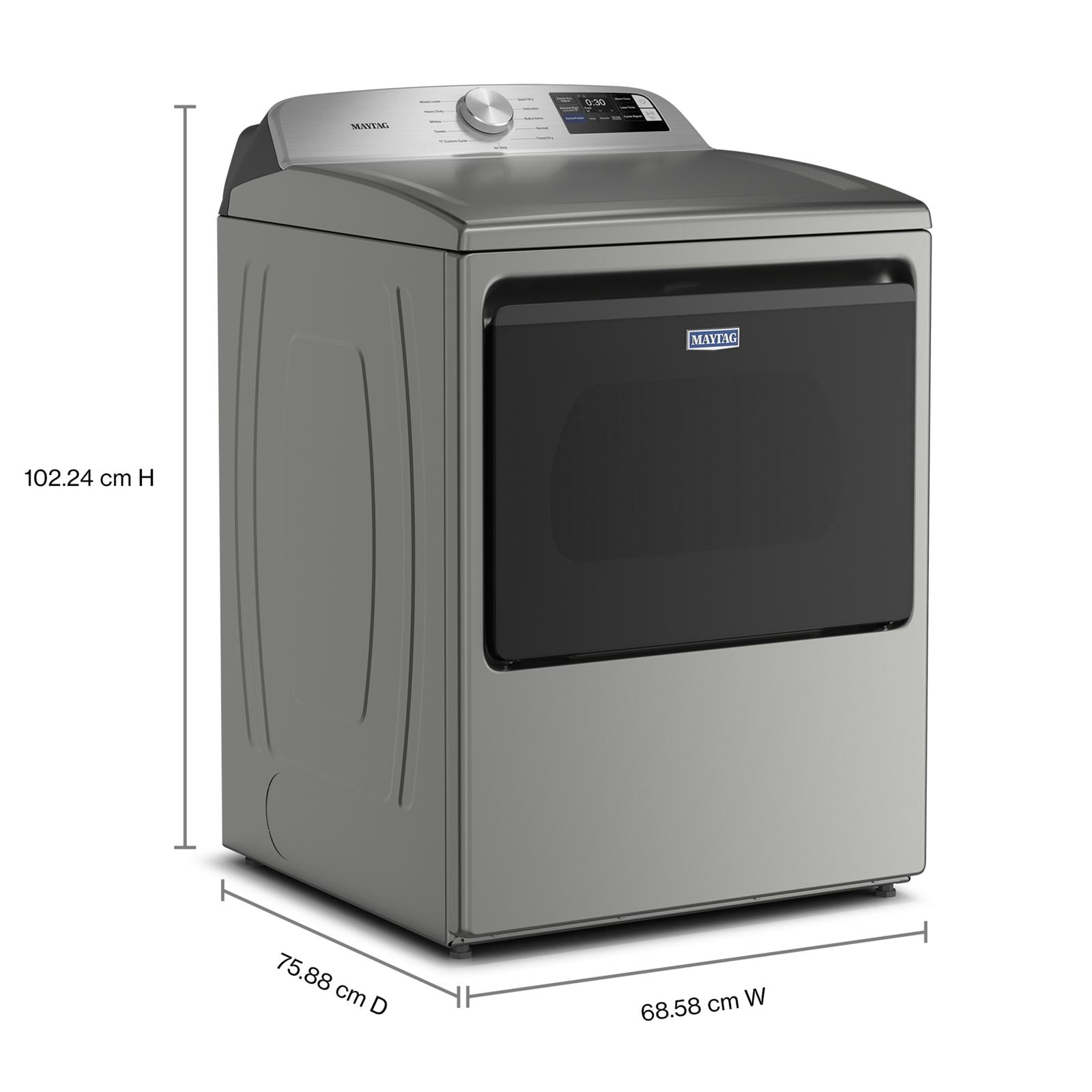 Maytag Radiant Silver Smart Electric Dryer (7.4 Cu. Ft.) with Extra Power - YMED6205RR