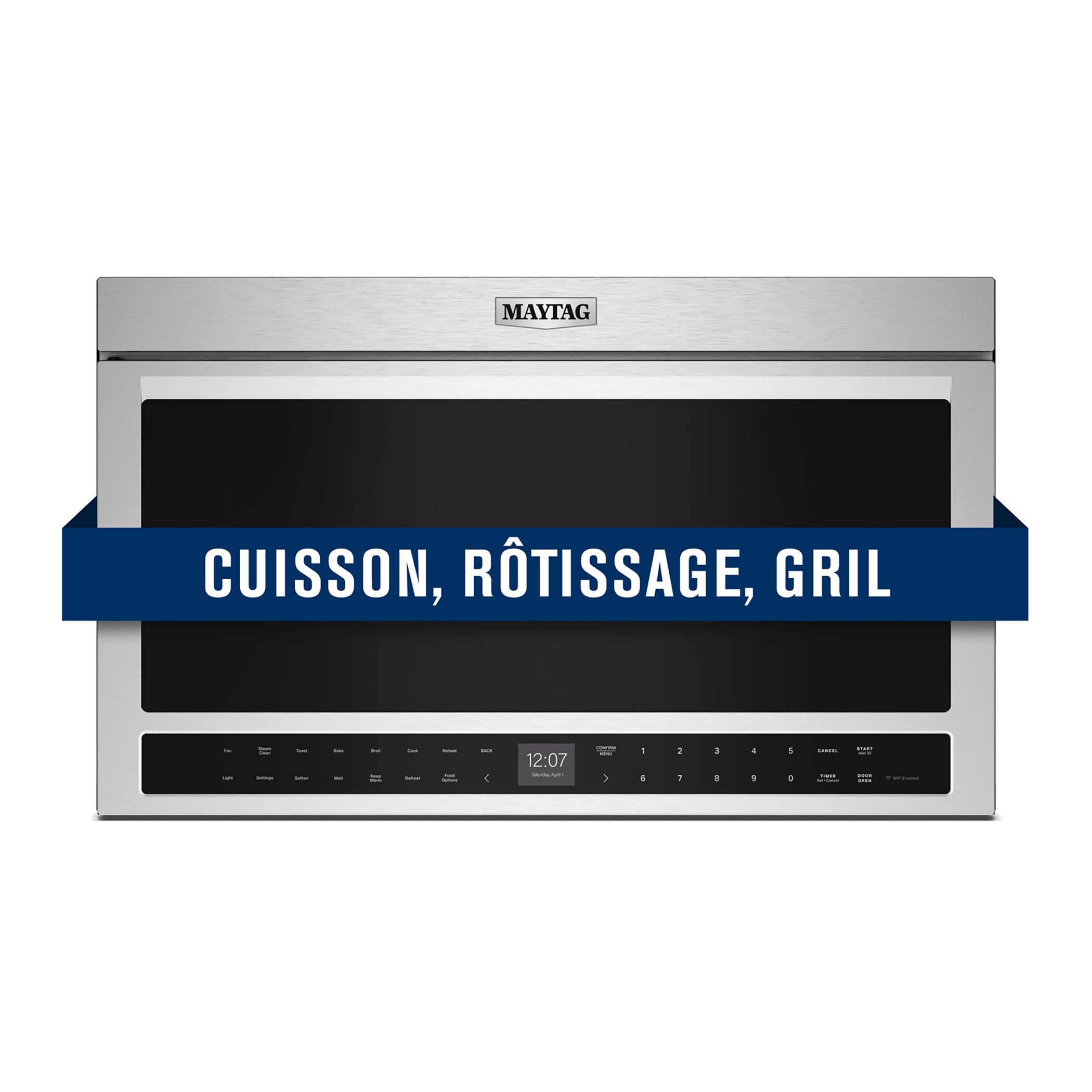 Maytag Four micro-ondes 1,1 pi cu avec hotte intégrée acier inoxydable résistant aux traces de doigts YMMMF8030PZ--