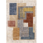 Muse 5'3" x 7'7" Layered Geometric Design Area Rug - Blue, Red, Orange