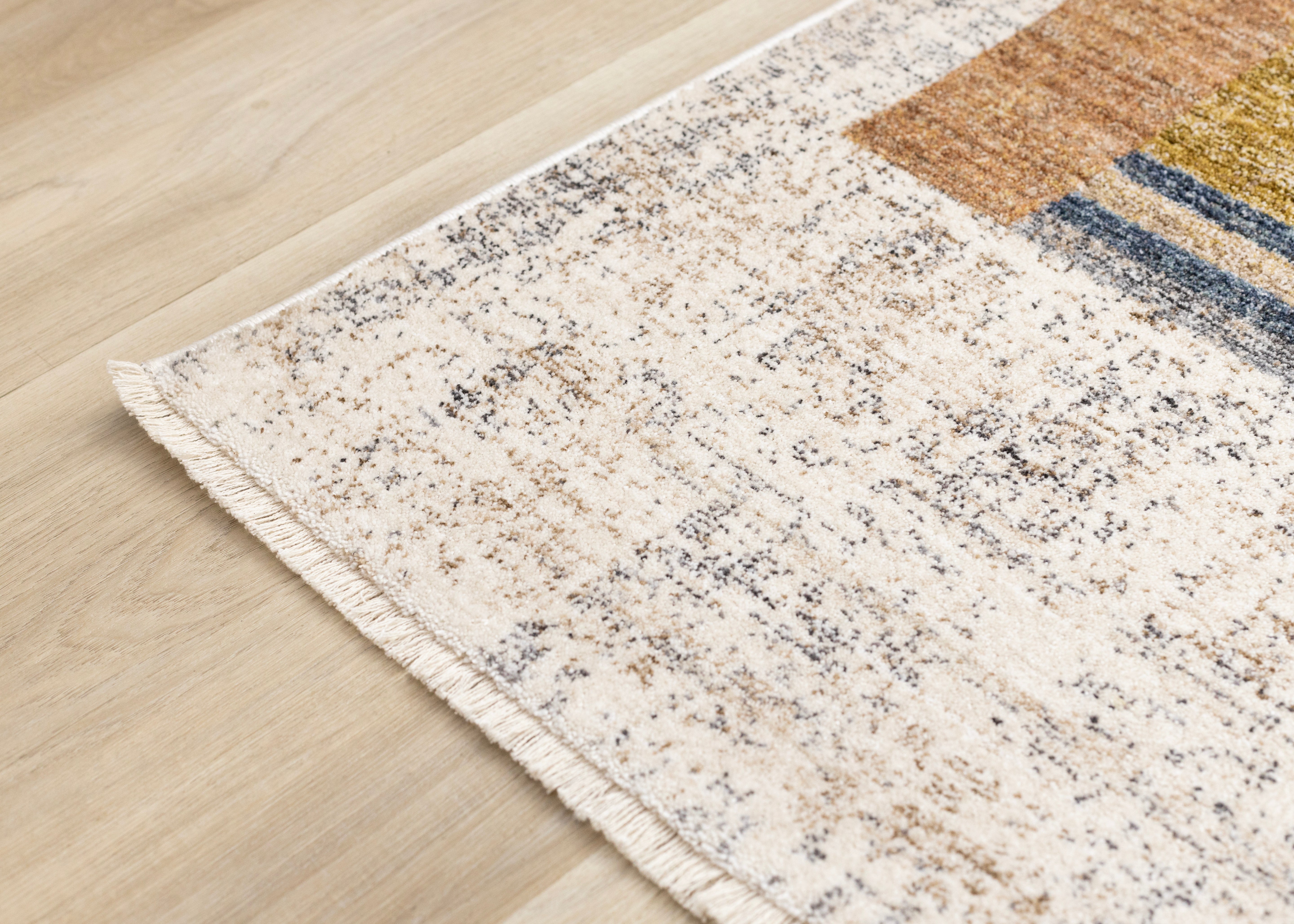 Muse 5'3" x 7'7" Layered Geometric Design Area Rug - Blue, Red, Orange