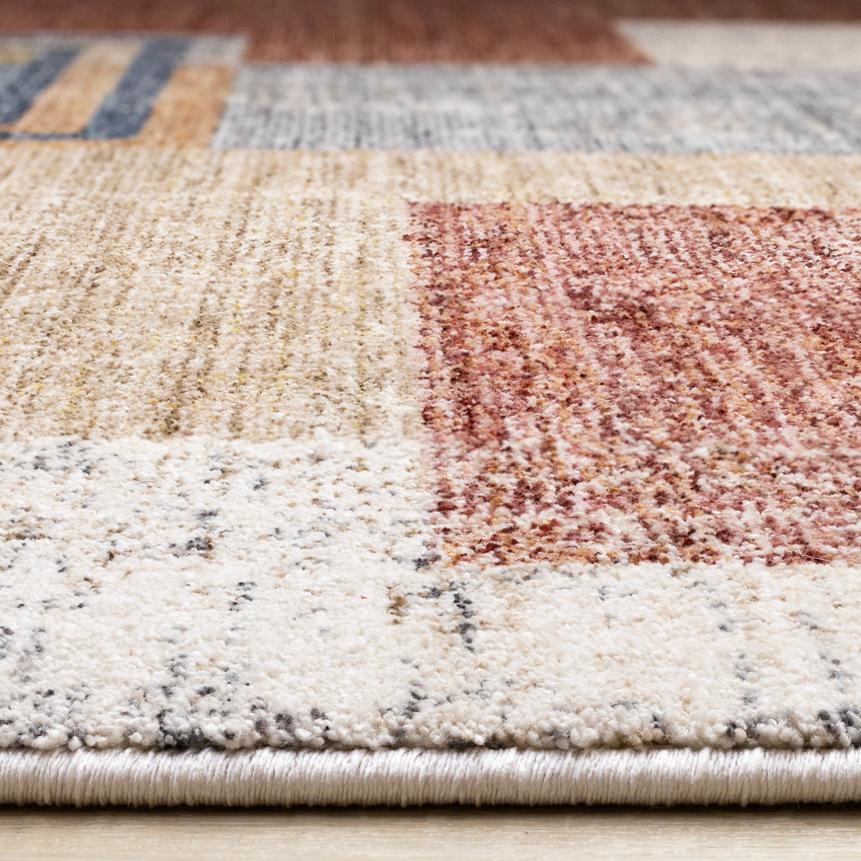 Muse 5'3" x 7'7" Layered Geometric Design Area Rug - Blue, Red, Orange