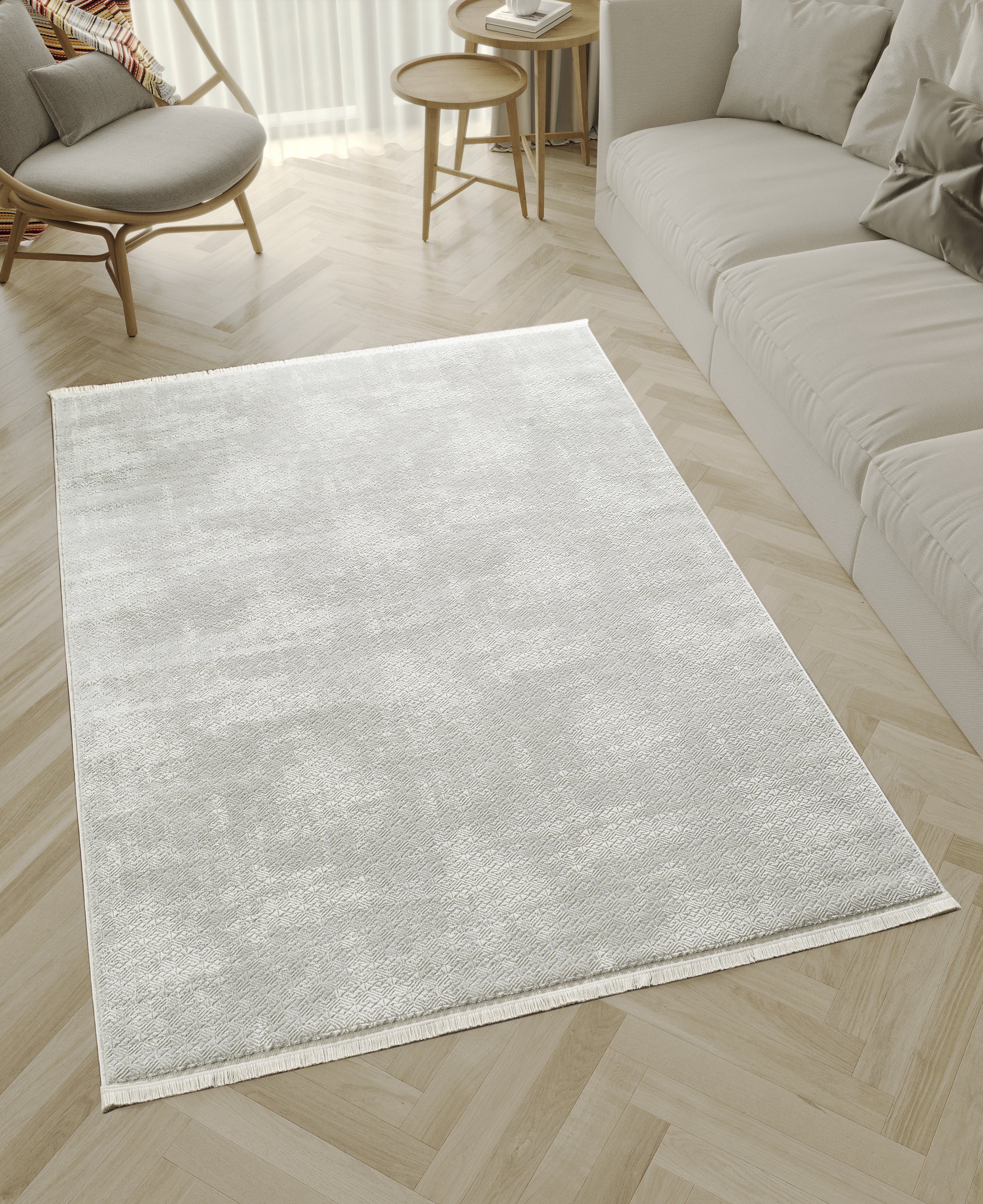 L2 Decor Novolini Area Rug 8' x 11' with Underpad - Light Grey, White
