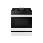 Samsung BESPOKE White Glass 30" Gas True Convection Slide in Range with Oven Camera (6.0cu.ft) - NSG6DB870012AA