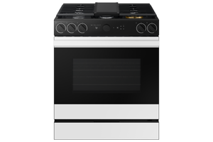 Samsung BESPOKE Cuisinière au gaz 6,0 pi³ encastrable à convection véritable avec caméra dans le four 30 po verre blanc NSG6DB870012AA
