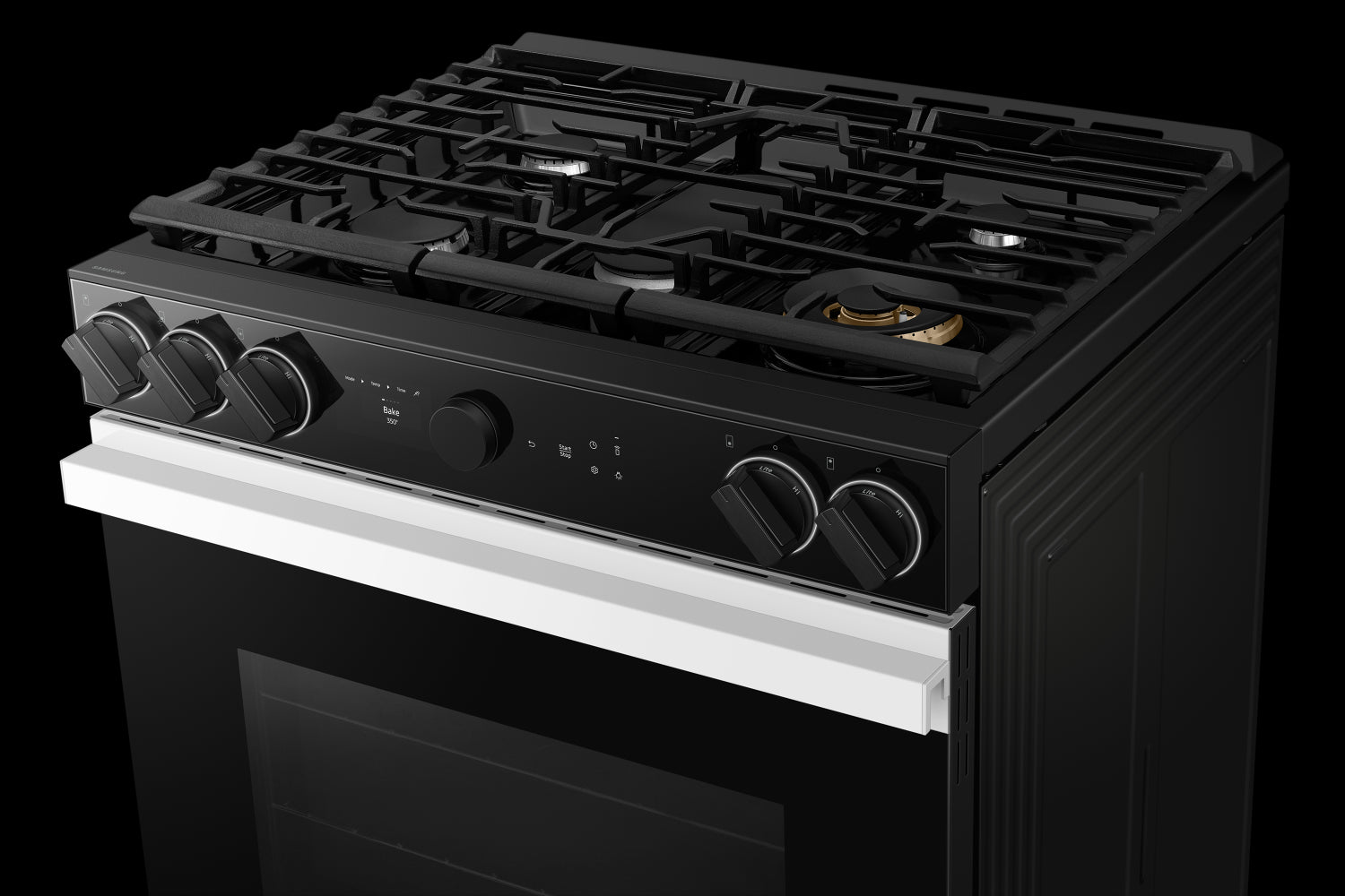 Samsung BESPOKE White Glass 30" Gas True Convection Slide in Range with Oven Camera (6.0cu.ft) - NSG6DB870012AA