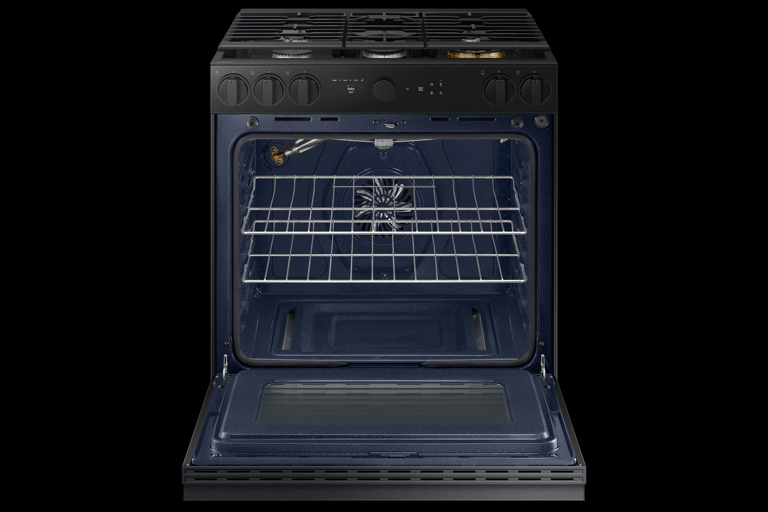 Samsung BESPOKE Matte Black Steel 30" Gas True Convection Slide in Range with Air Sous Vide and Air Fry (6.0cu.ft) - NSG6DG8500MTAA