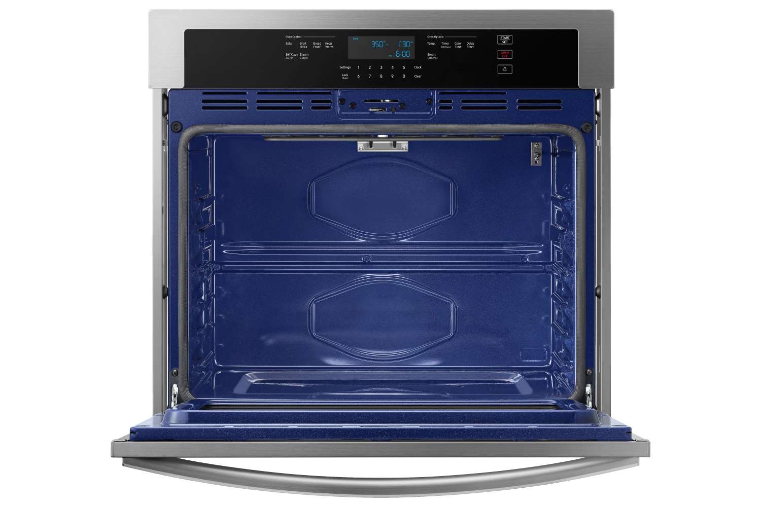 Samsung 5000 Series Stainless Steel Kitchen Package with Wall Oven, Electric Cooktop, and Hood Fan