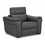 Orlando-Ray dark grey Italian leather chair with padded arms and raised adjustable headrest