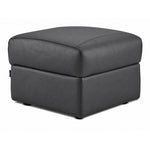 Orlando-Ray dark grey leather storage ottoman with cushioned top and stitched detailing