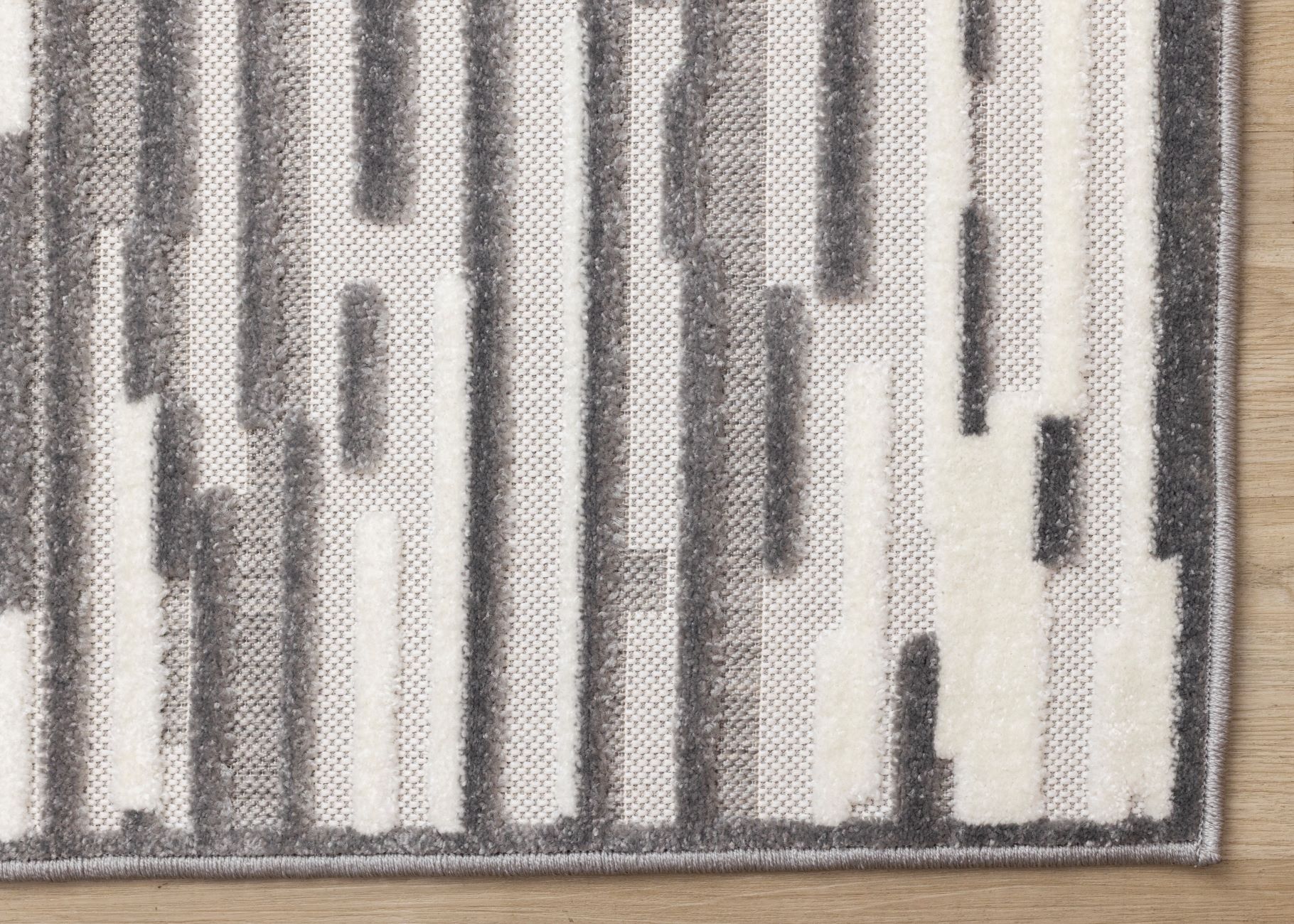 Pixel Drift 5'3" x 7'7" Broken Lines Design Area Rug - Grey, White