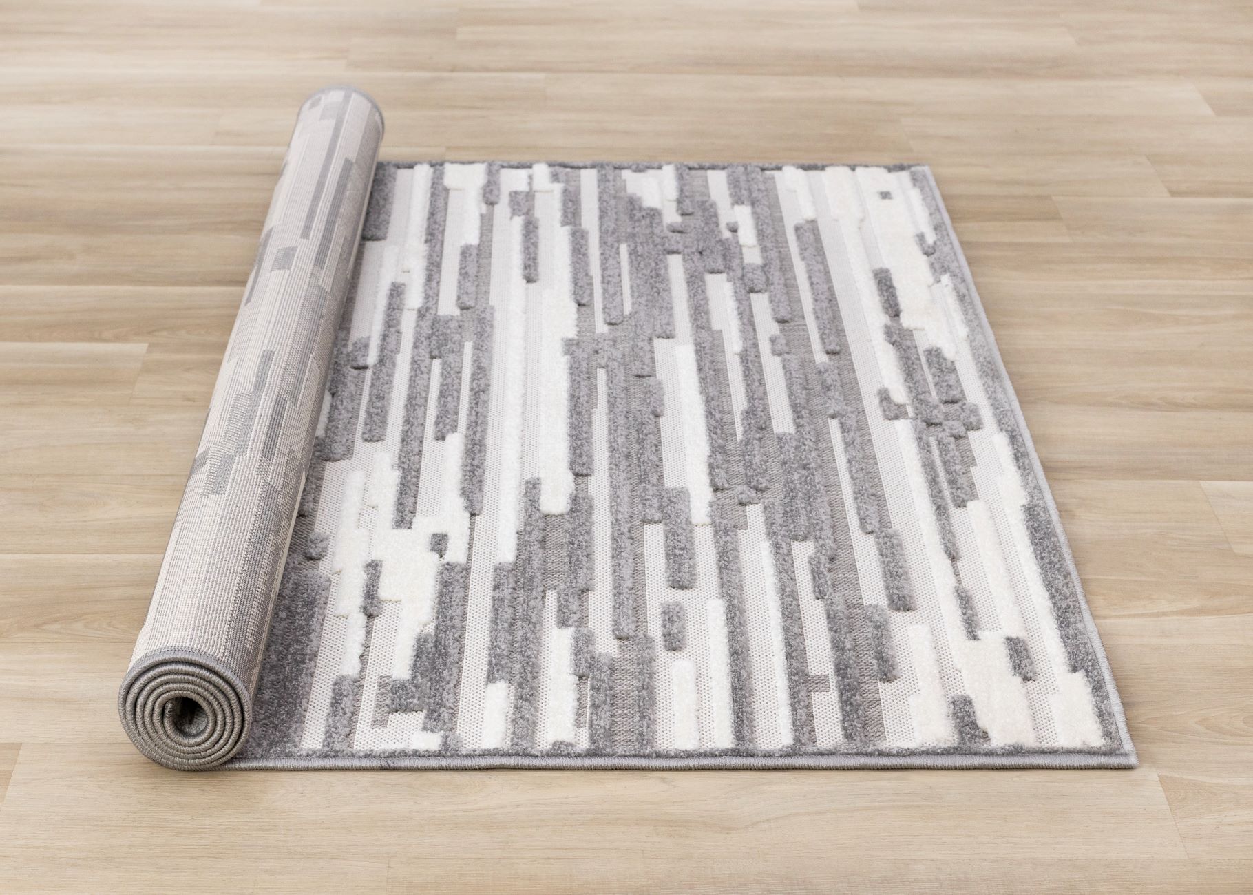Pixel Drift 5'3" x 7'7" Broken Lines Design Area Rug - Grey, White