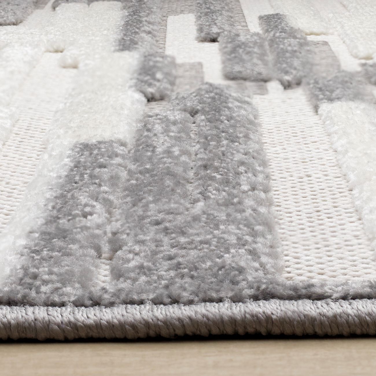 Pixel Drift 5'3" x 7'7" Broken Lines Design Area Rug - Grey, White