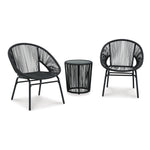 Mandarin Cape 3-Piece Outdoor Table and Chairs Set - Black, Grey