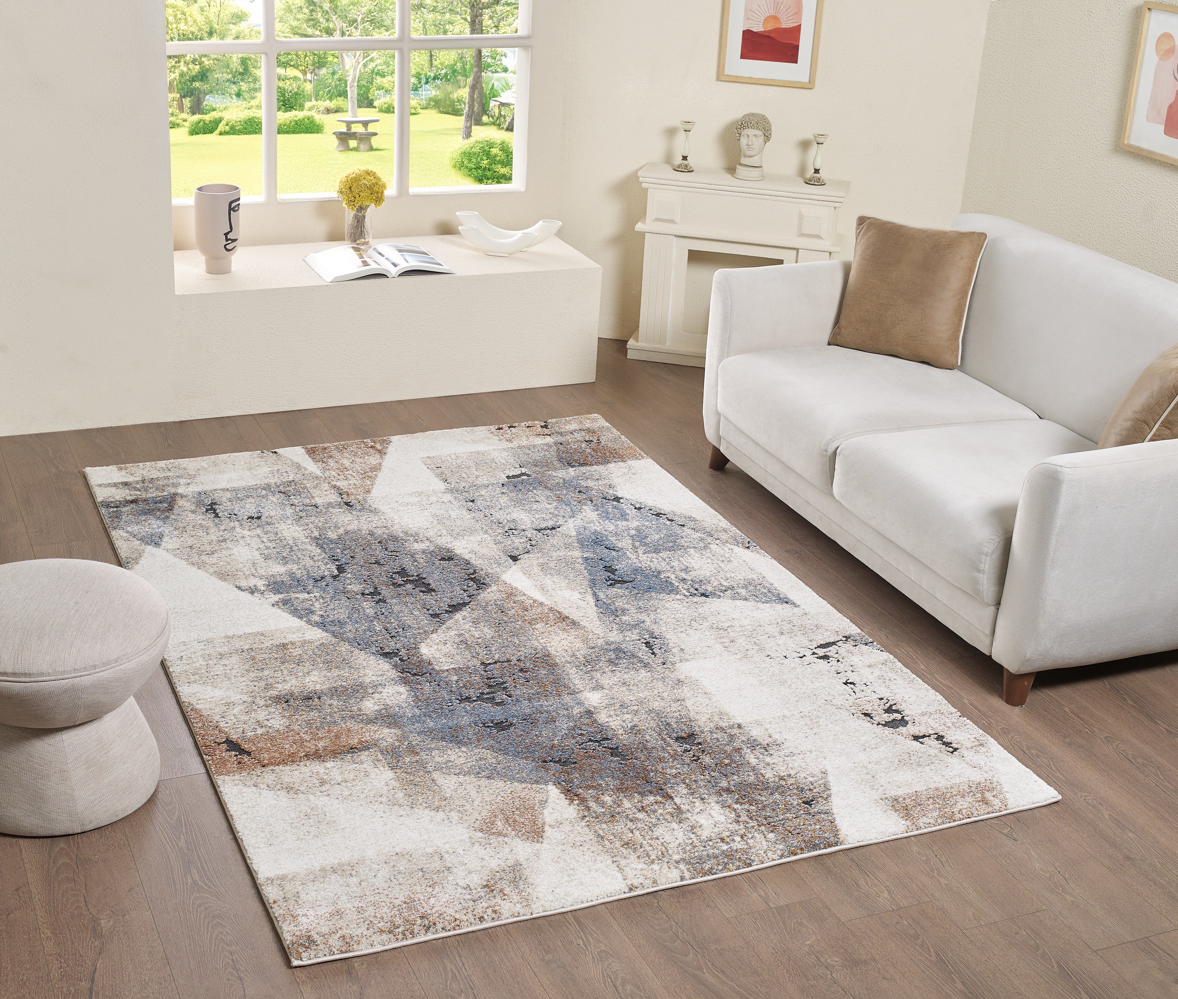 L2 Decor Panorama Area Rug 5' x 8' - Blue, Cream