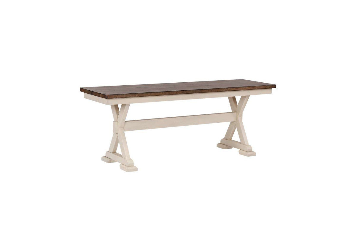 Mariana Dining Bench - Antique White, Brown