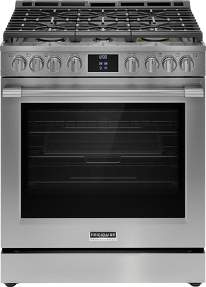 Frigidaire Professional Cuisinière au gaz 6,0 pi³ avec commandes à l’avant avec convection totale 30 po inoxydable Smudge-Proof® PCFG3080AF