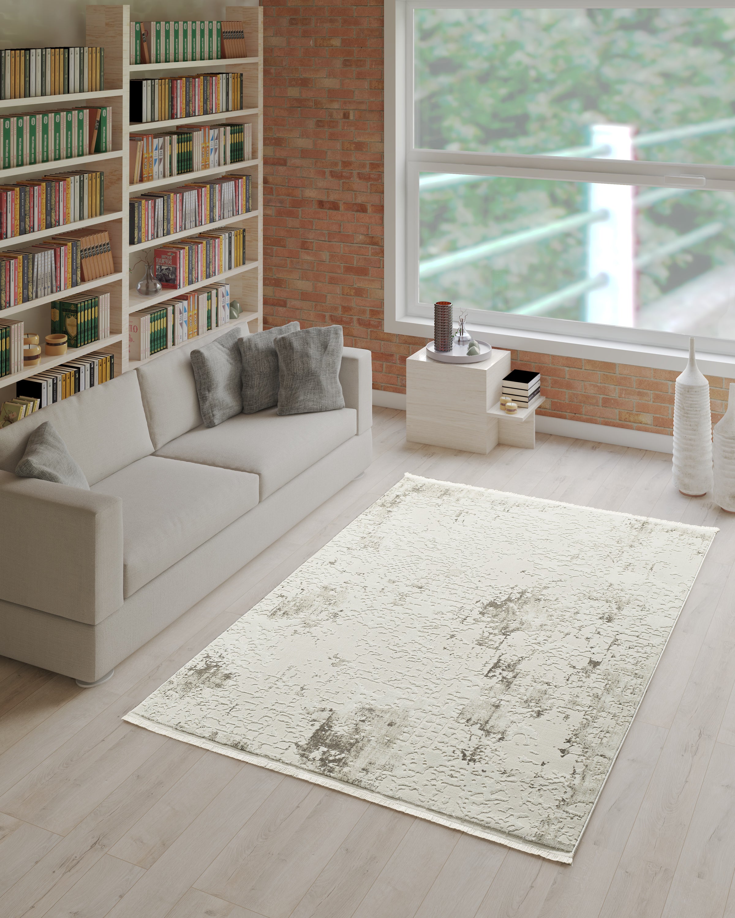 L2 Decor Petra Area Rug 8' x 11' with Underpad - Beige