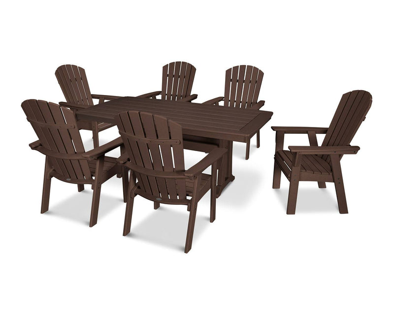 POLYWOOD® Nautical Adirondack 7Piece Trestle Dining Set Mahogany