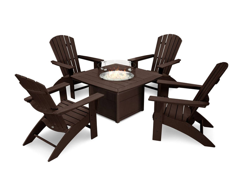 POLYWOOD® Nautical Curveback Adirondack 5Piece Conversation Set with