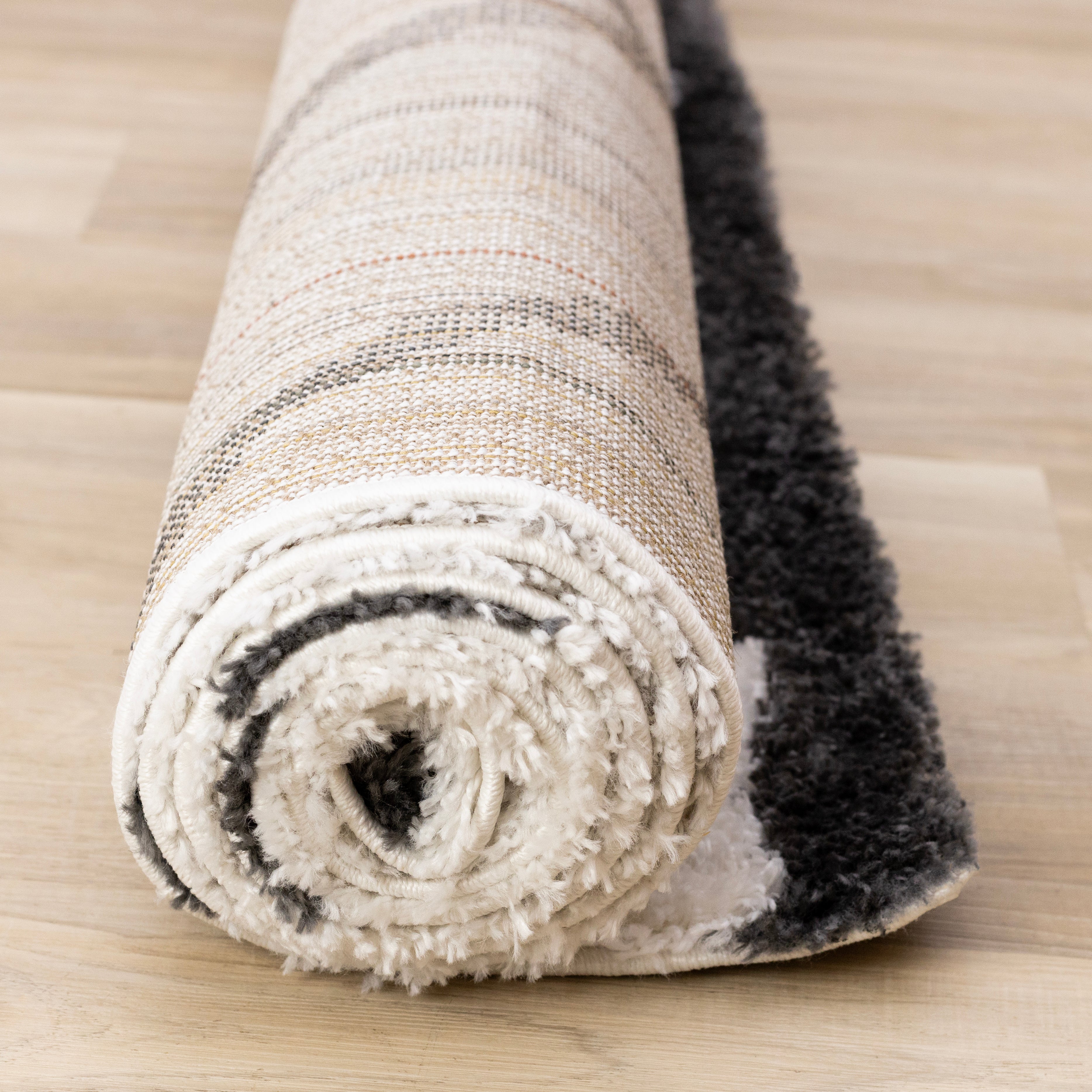 Pascal 7'10" x 10'6" Geometric Comfort Shag Area Rug - White, Grey