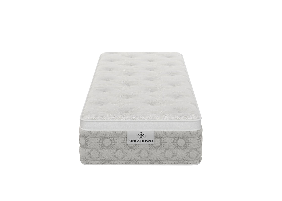 Front view of Kingsdown Paxton Medium Euro Top 30 x 80 in Queen Split Mattress with quilted top and Kingsdown logo