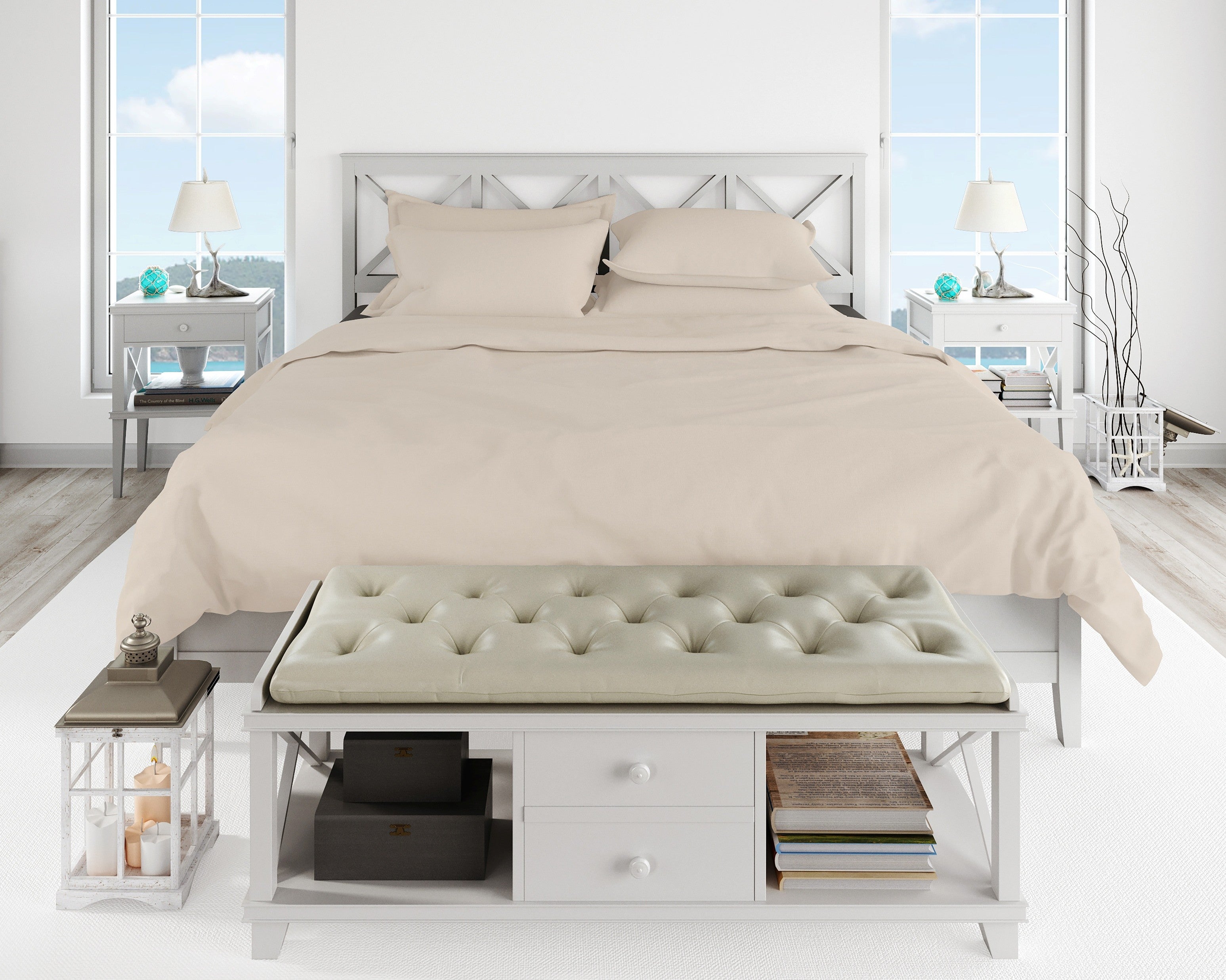 Cotton House 600 Thread Count 100% Egyptian Cotton Queen Sheet Set - Pumice Stone Beige