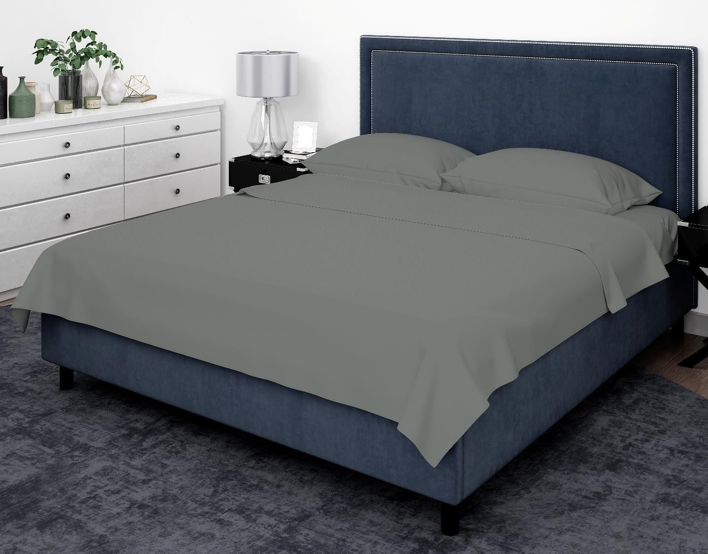 Cotton House 100% Cotton Pima Queen Sheet Set - 500 Thread Count Charcoal Grey