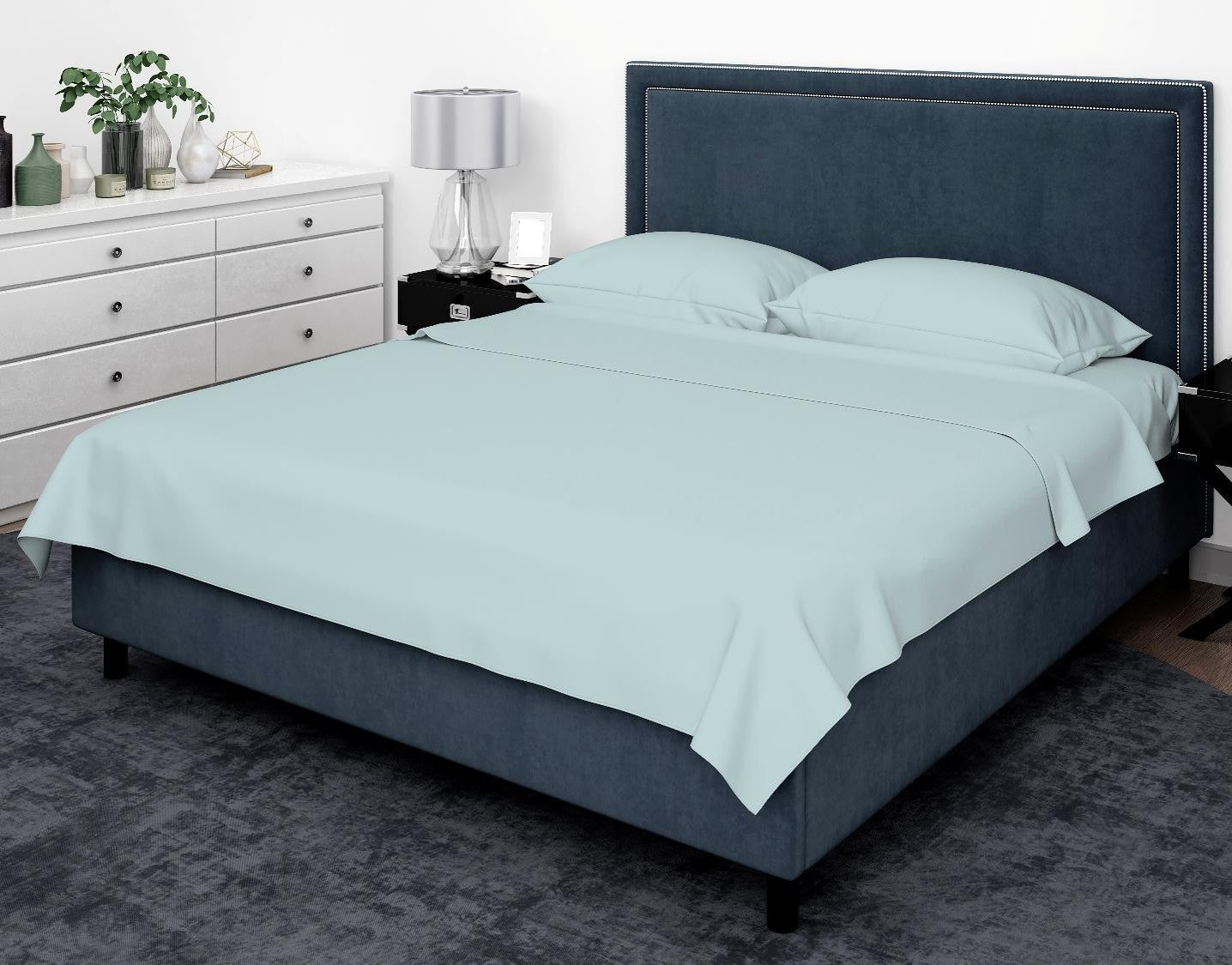 Cotton House Twin Bamboo Sheet Set - Winter Sky, Blue