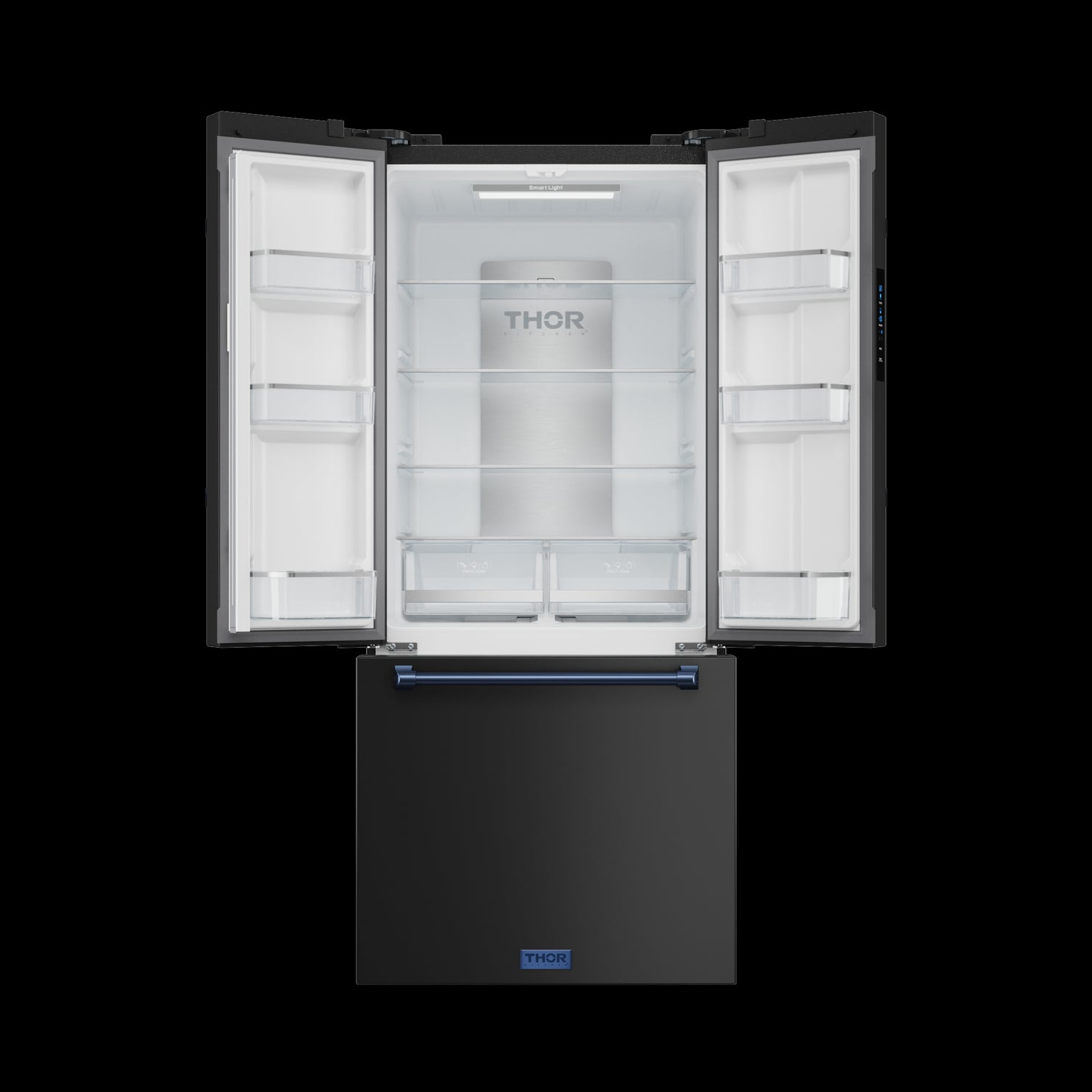 Thor Kitchen - Gordon Ramsay Collection 30" 17.5 Cu. Ft. Matte Black Counter-Depth French Door Refrigerator with Ice Maker - RF3017FFD00-BLU