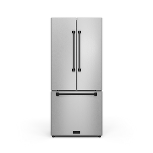 Thor Kitchen Collection Gordon Ramsay Réfrigérateur 17,5 pi³ de 30 po avec porte à 2 battants à profondeur de comptoir avec machine à glaçons acier inoxydable - RF3017FFD99-BLK