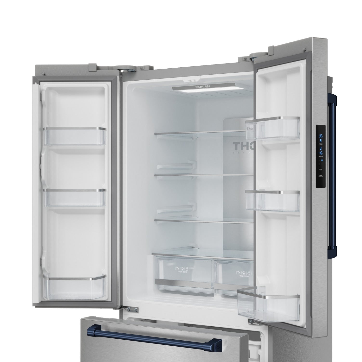 Thor Kitchen - Gordon Ramsay Collection 30" 17.5 Cu. Ft. Stainless Steel Counter-Depth French Door Refrigerator with Ice Maker - RF3017FFD99-BLU