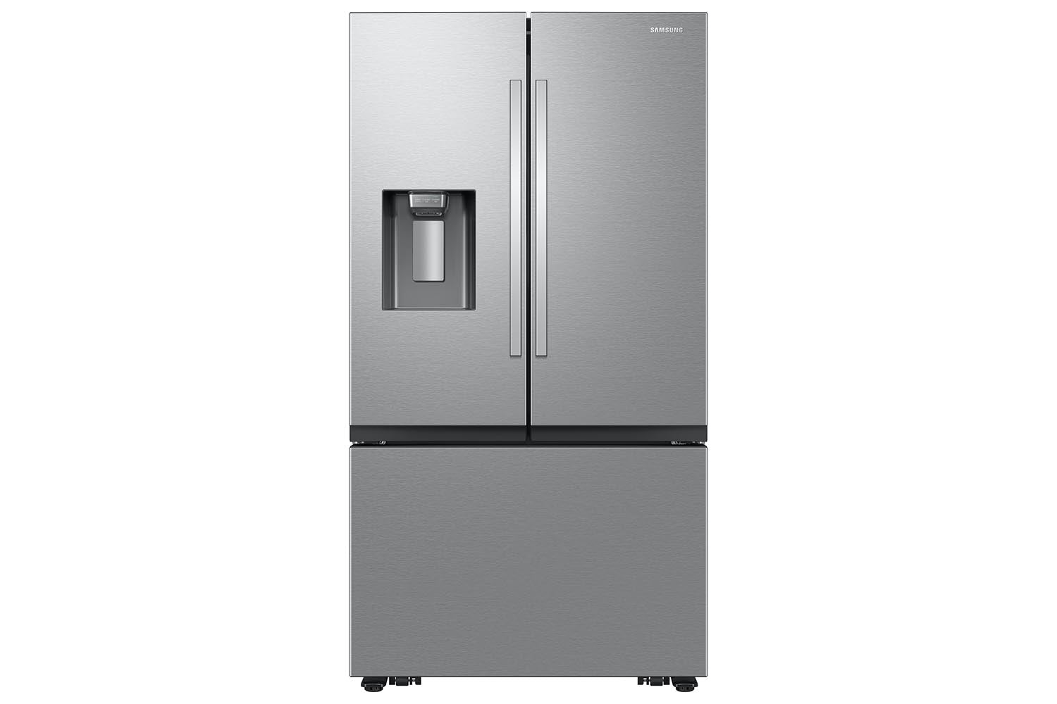 Samsung Fingerprint Resistant Stainless Kitchen Package with French Door Refrigerator, Slide-In Range & Built-In Dishwasher