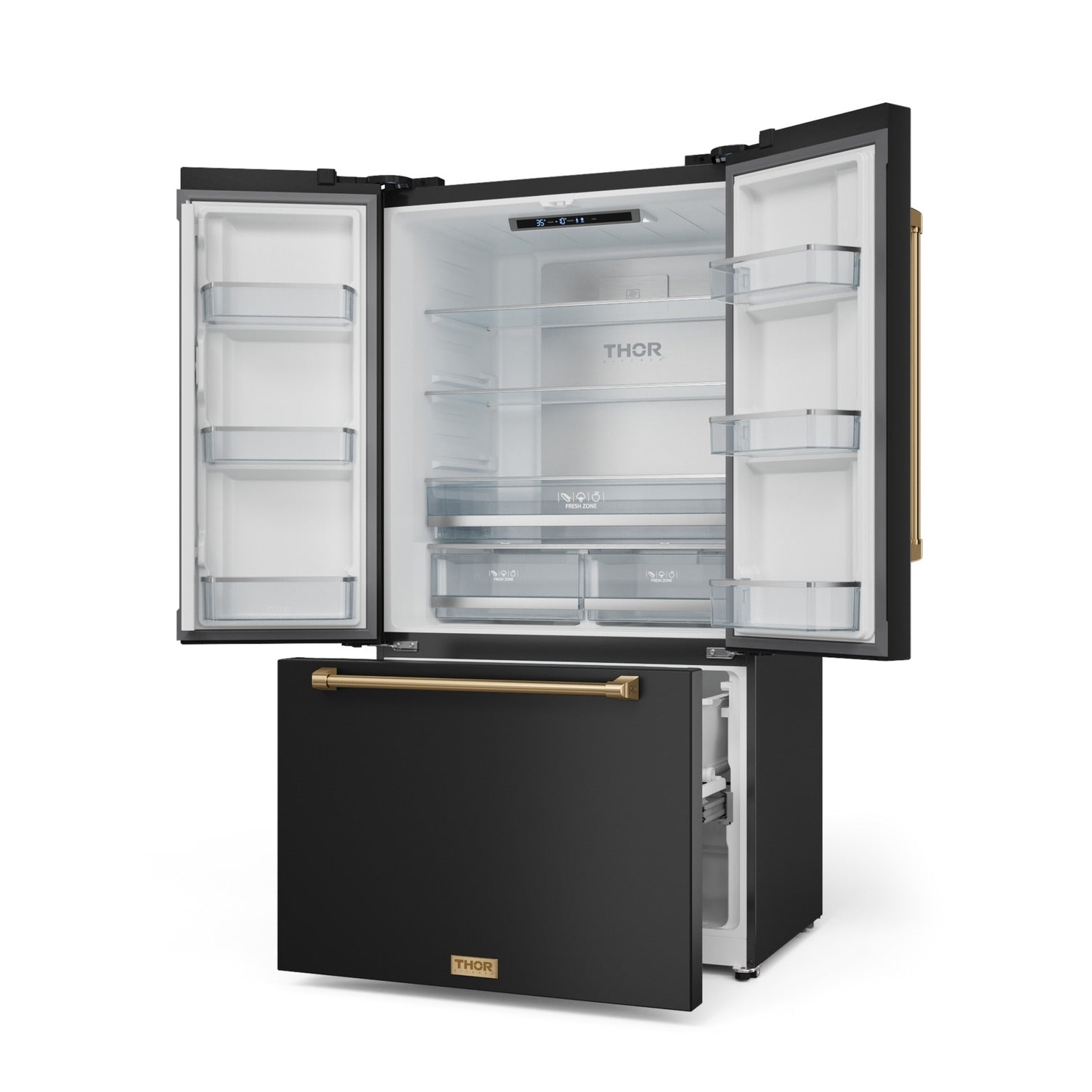 Thor Kitchen - Gordon Ramsay Collection 36" 20.3 Cu. Ft. Matte Black Counter-Depth French Door Refrigerator with Ice Maker - RF3621CTD00-BRZ