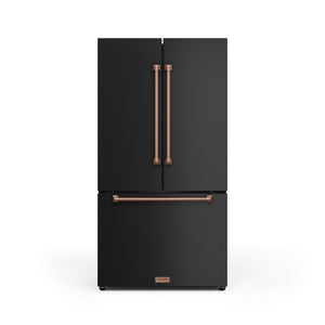 Thor Kitchen Collection Gordon Ramsay Réfrigérateur 20,3 pi³ de 36 po avec porte à 2 battants à profondeur de comptoir avec machine à glaçons noir mat - RF3621CTD00-RSG