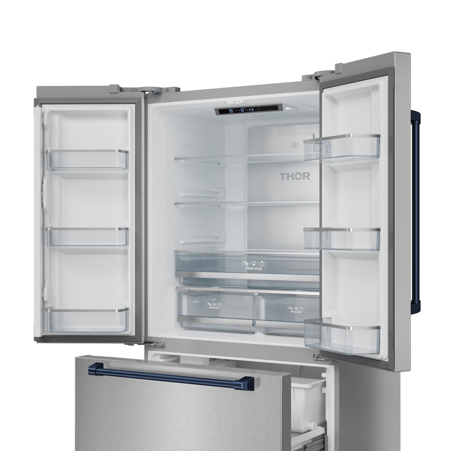 Thor Kitchen - Gordon Ramsay Collection 36" 20.3 Cu. Ft. Stainless Steel Counter-Depth French Door Refrigerator with Ice Maker - RF3621CTD99-BLU
