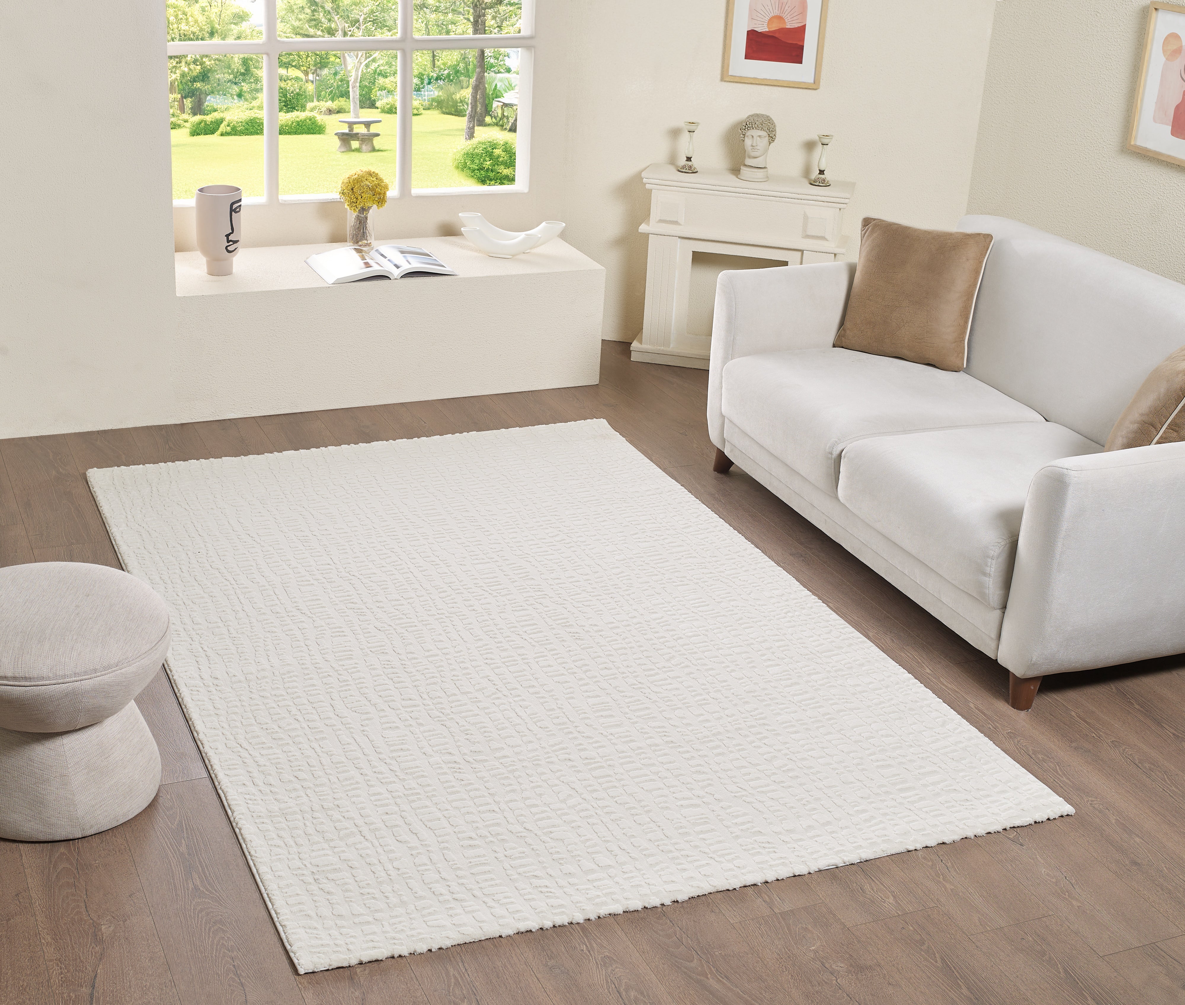 L2 Decor Robini Area Rug 7' x 10' with Underpad - Cream
