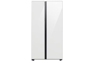 Samsung BESPOKE Réfrigérateur 22,6 pi³ de 36 po côte à côte avec centre de boissons verre blanc - RS23CB760012AA