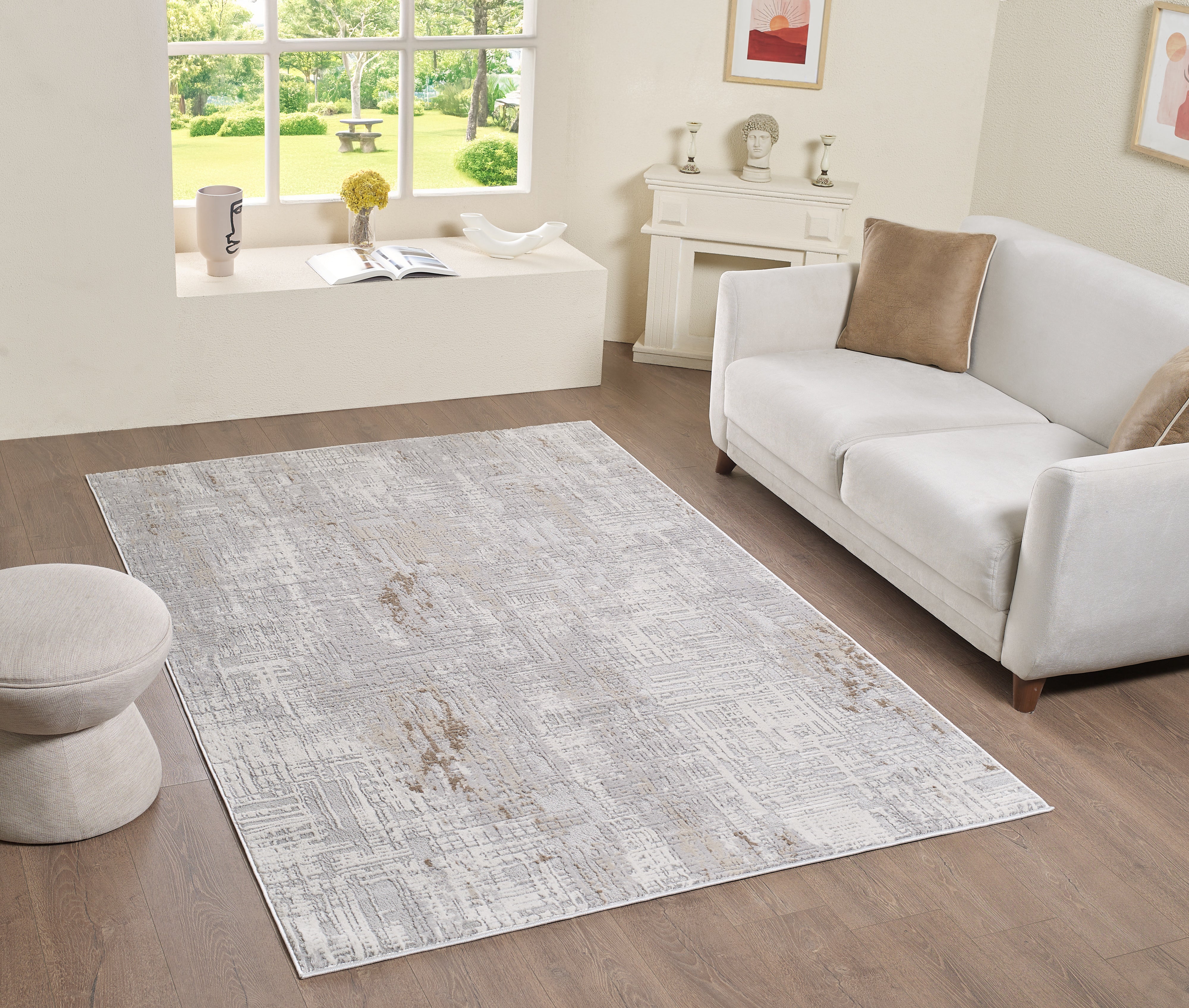 L2 Decor Symphony Area Rug 5' x 8' with Underpad - Grey, Grey