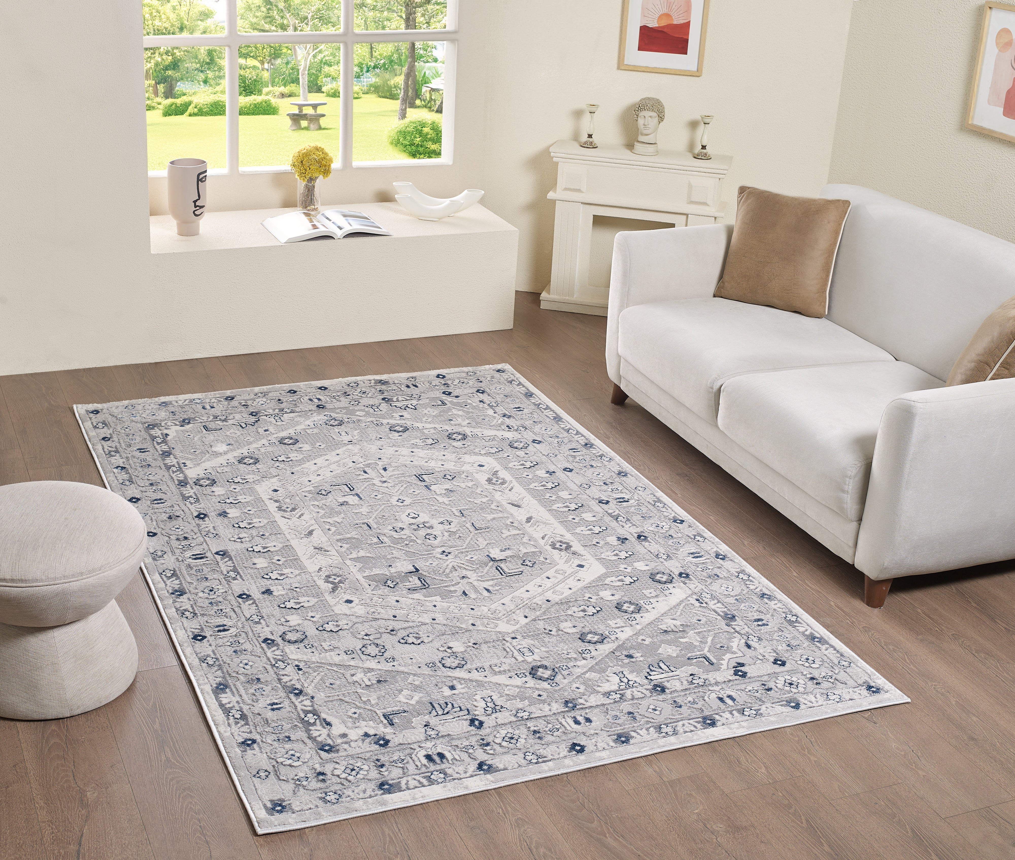 L2 Decor Symphony Area Rug 8' x 11' with Underpad - Grey, Light Grey
