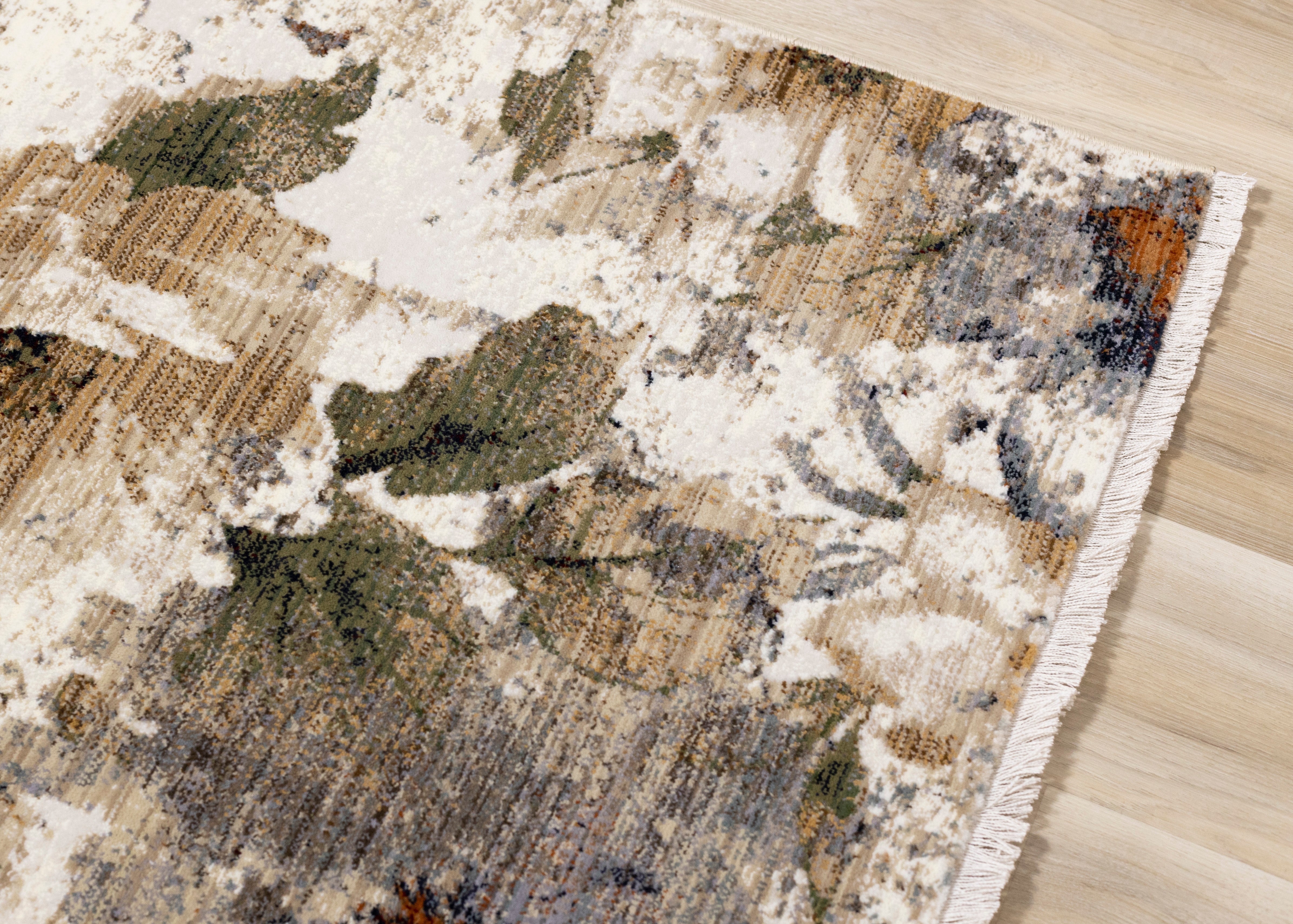 Rustic Garden 5'3" x 7'7" Warm Toned Floral Print Area Rug - Cream