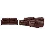 Stampede Leather Sofa, Loveseat and Chair Set - Hazelnut