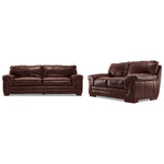 Stampede Leather Sofa and Loveseat Set - Hazelnut