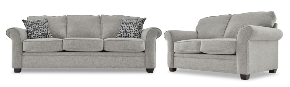 Duffield Sofa and Loveseat Set - Sutton Smoke