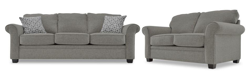 Duffield Sofa and Loveseat Set - Sutton Charcoal