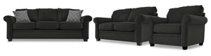 Duffield Ens. Sofa, causeuse et fauteuil – noir sutton